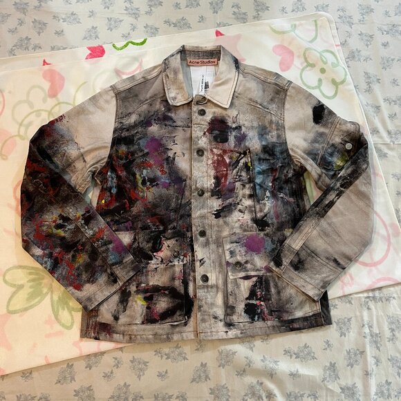 Acne Studios Painter Trompe L'oeil Splatter Graffiti Denim Jacket - Picture 1 of 8